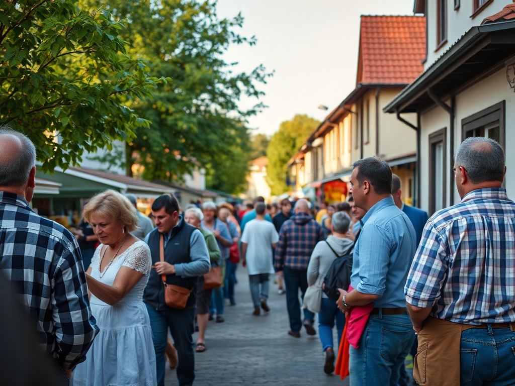 Mieszkańcy Bukowna cieszący się majówką na świeżym powietrzu, otoczeni zielenią.